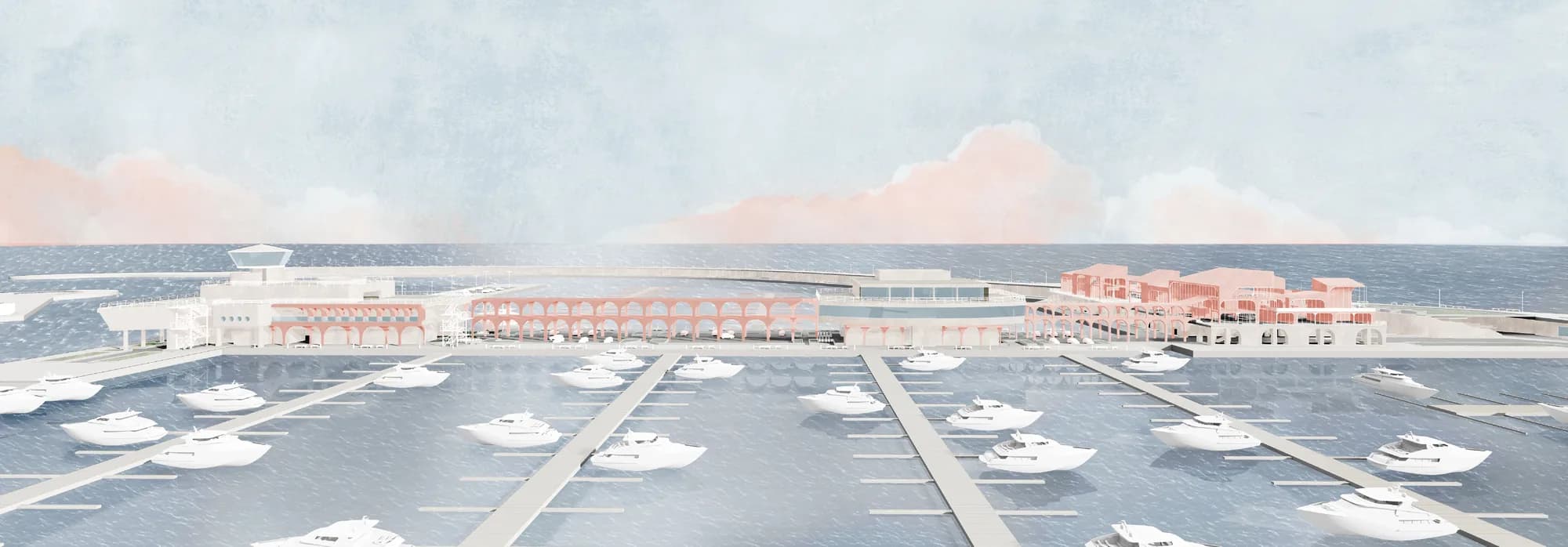 Marina elevation, daytime