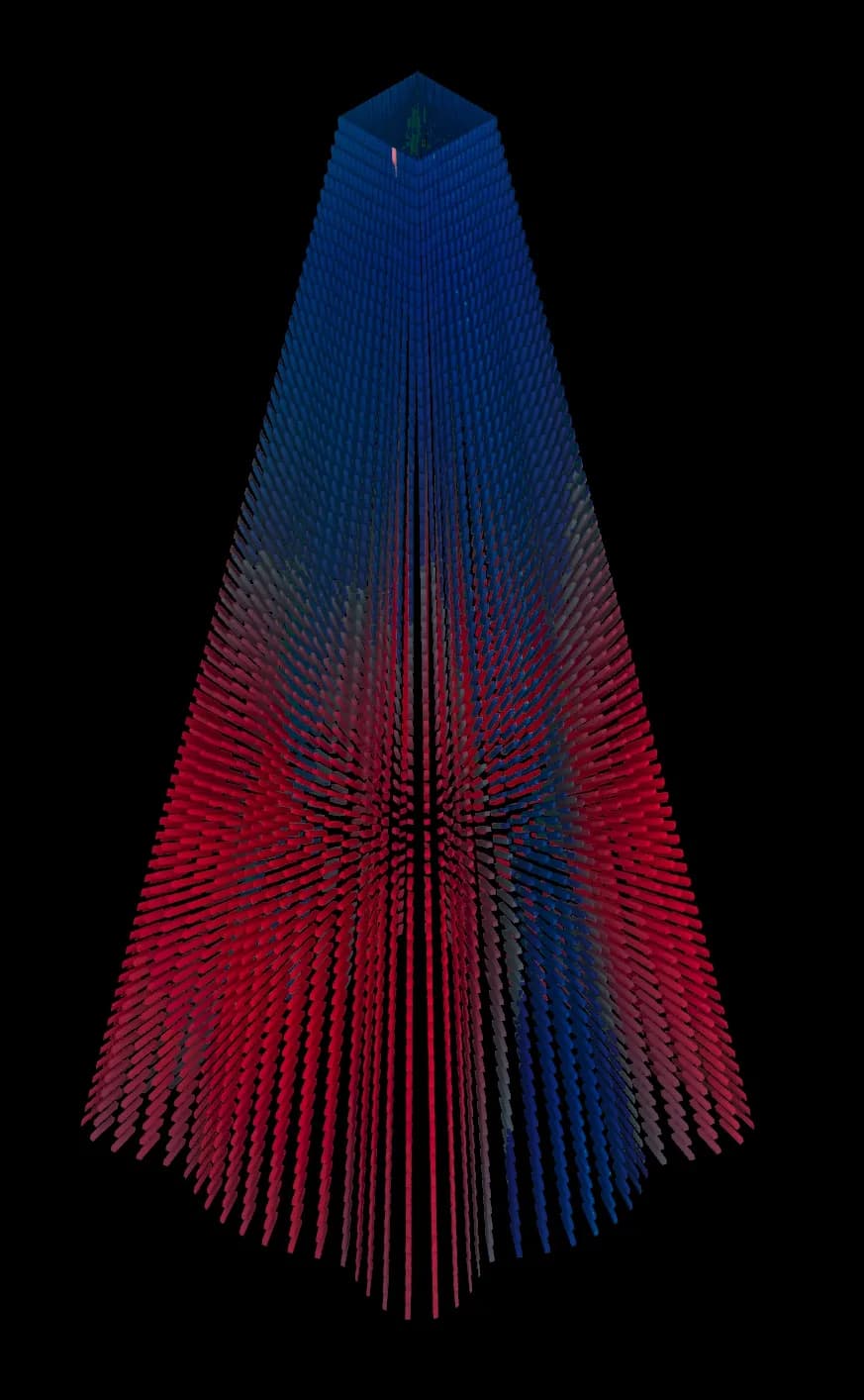 colored axon — absorption gradient across the interior fins