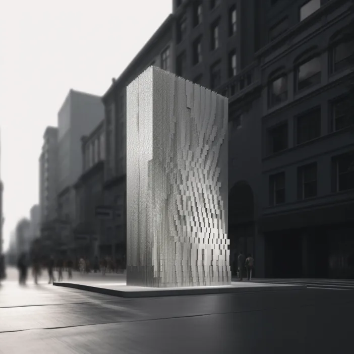 pixelated volume standing free in the street